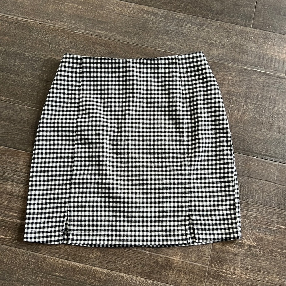High waist gingham mini skirt